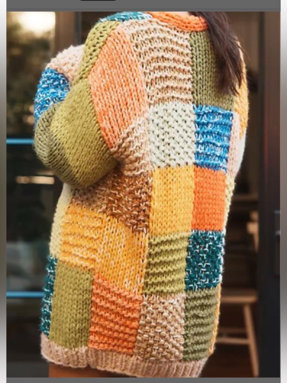 Pilcro Colorblock Patchwork Cardigan Sweater One Size - Picture 2 of 16